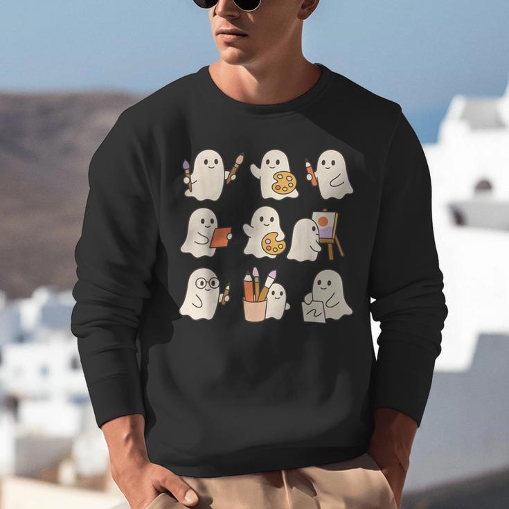 Art Teacher Ghost Halloween Artists Painter Teacher Spooky Unisex Sweatshirt, funny gift