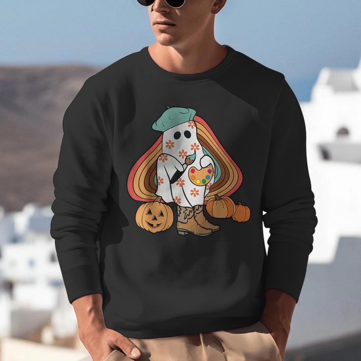 Art Teacher Painting Brushes Retro Pumpkin Ghost Artist Unisex Sweatshirt, funny gift Art Teacher Painting Brushes Retro Pumpkin Ghost Artist Unisex Sweatshirt, funny gift