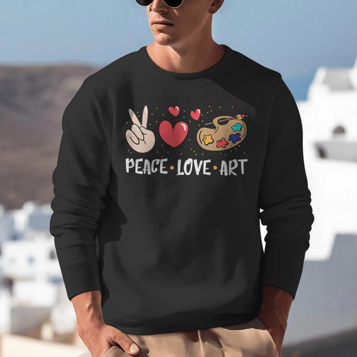 Art Teacher Peace Love Art For Artists And Painters Unisex Sweatshirt, funny gift