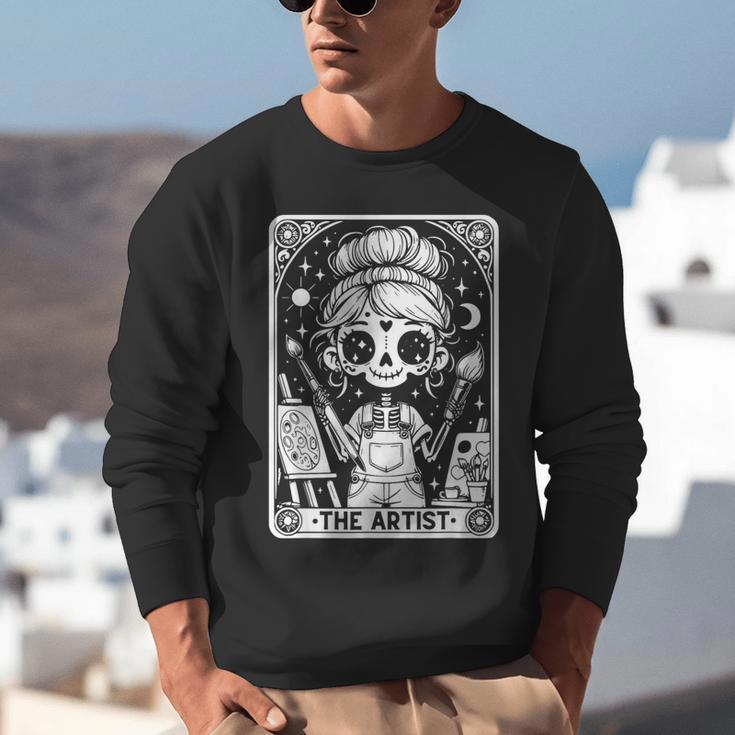 Artist Tarot Card Skeleton Painter Art Teacher Witchy Unisex Sweatshirt, funny gift