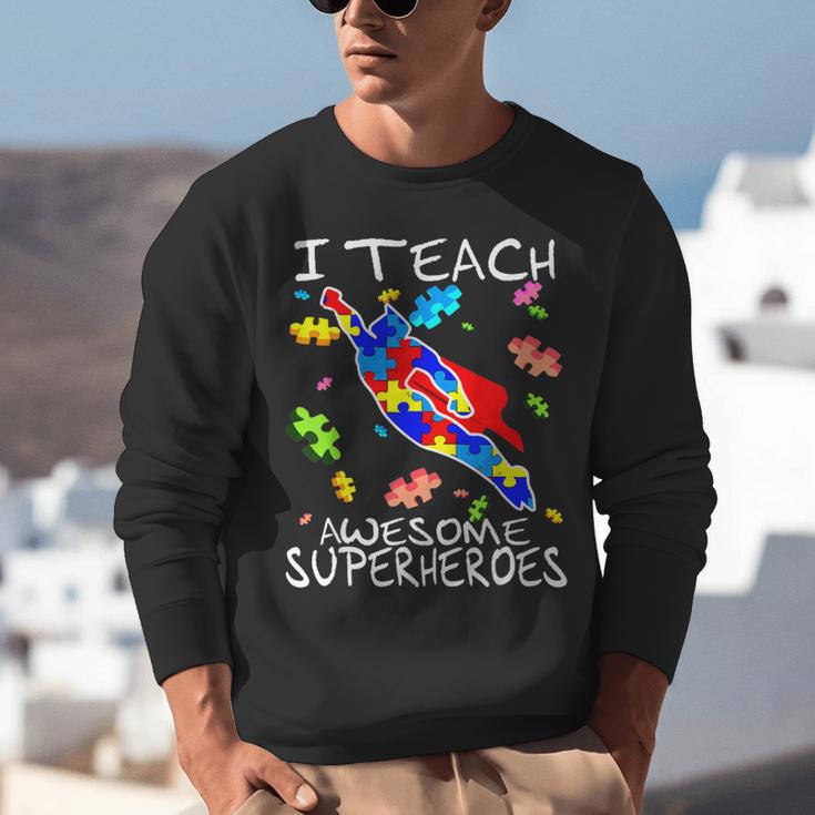 Autism Awareness Teacher I Teach Awesome Superheroes Unisex Sweatshirt, funny gift Autism Awareness Teacher I Teach Awesome Superheroes Unisex Sweatshirt, funny gift