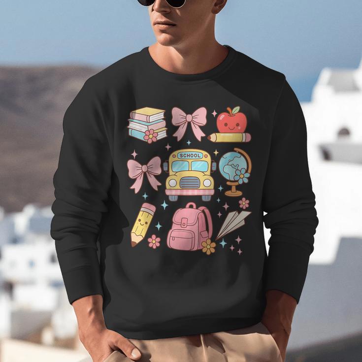 Back To School Coquette Teacher Women Girl Kindergarten PreK Unisex Sweatshirt, funny gift Back To School Coquette Teacher Women Girl Kindergarten PreK Unisex Sweatshirt, funny gift