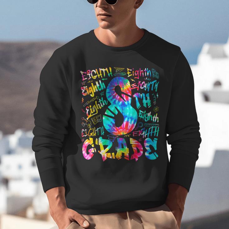 Back To School Eighth 8th Grade Tie Dye Typography Teacher Unisex Sweatshirt, funny gift Back To School Eighth 8th Grade Tie Dye Typography Teacher Unisex Sweatshirt, funny gift