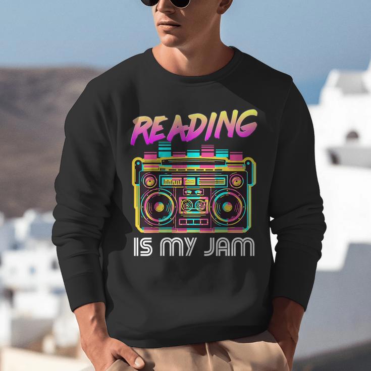 Back To School Retro Reading Is My Jam 80s Teacher Boombox Unisex Sweatshirt, funny gift Back To School Retro Reading Is My Jam 80s Teacher Boombox Unisex Sweatshirt, funny gift