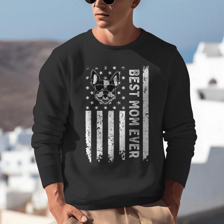 Best Boston Terrier Dog Mom Ever USA Flag For Men Women Kids Unisex Sweatshirt, Boston Terrier Mom Sweatshirts, funny gift