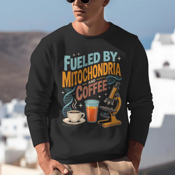 Biology Teacher Science Fueled By Mitochondria Coffee Unisex Sweatshirt, Science Teacher Sweatshirts, funny gift