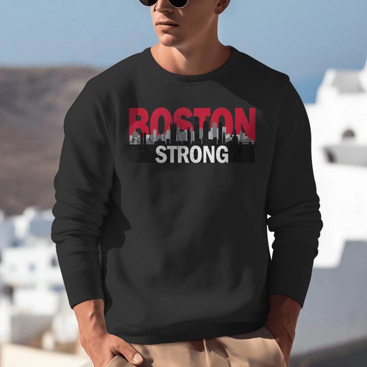 Boston Strong Logo Vintage Boston City Skyline Unisex Sweatshirt, funny gift