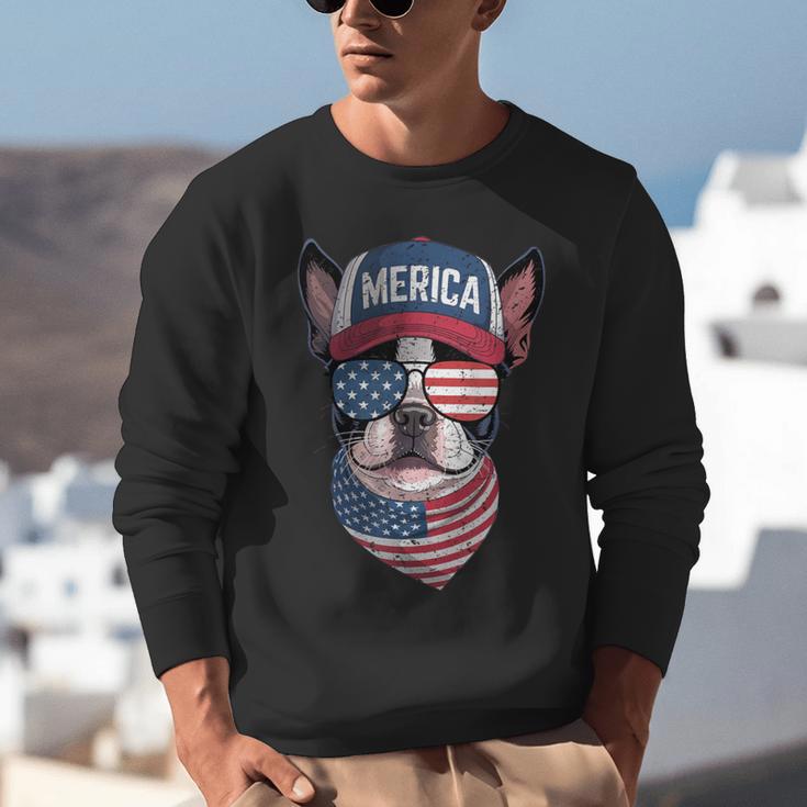 Boston Terrier 4th Of July US Merica Bostie Dog Patriotic For Men Women Kids Unisex Sweatshirt, Patriotic Boston Terrier Sweatshirts, Boston Terrier 4th Of July Sweatshirts, funny gift