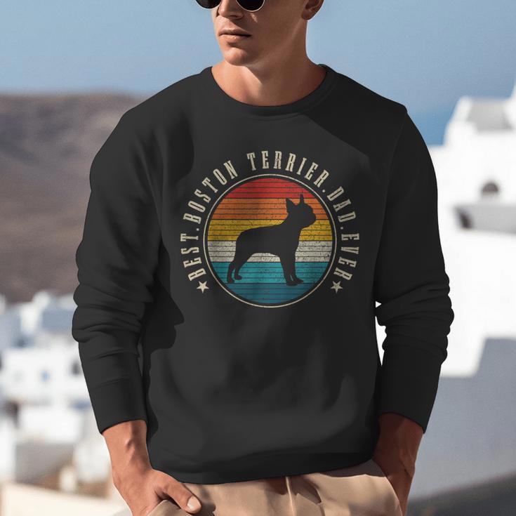 Boston Terrier Dad Retro Vintage Dog Bostie Dad Men Unisex Sweatshirt, Boston Terrier Dad Sweatshirts, funny gift