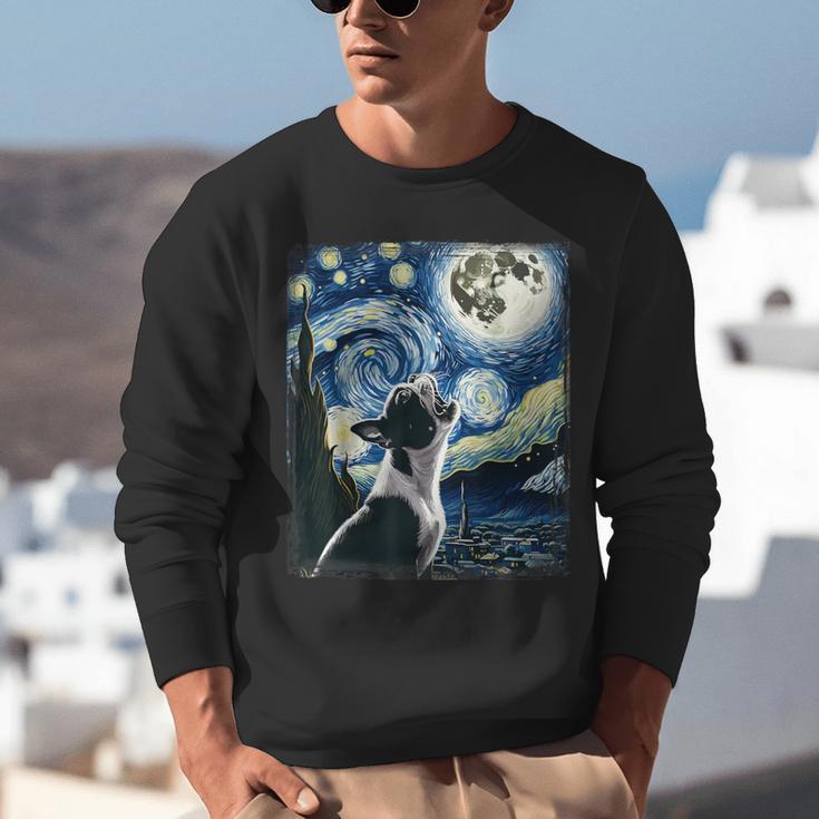 Boston Terrier Dog Art Van Gogh Starry Night Boston Terrier Unisex Sweatshirt, funny gift