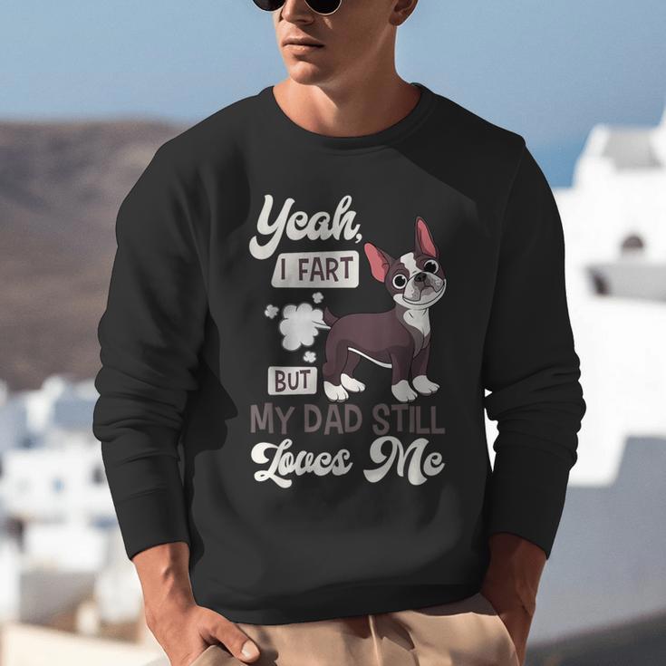 Boston Terrier Fart American Gentleman Non-Sporting Dog Unisex Sweatshirt, American Boston Terrier Sweatshirts, funny gift
