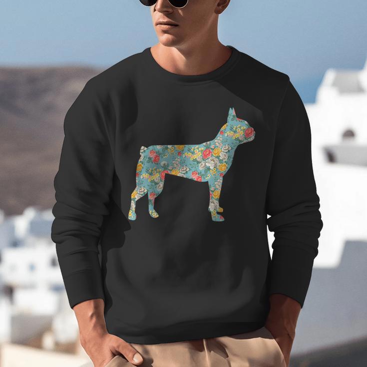 Boston Terrier Flower Silhouette Floral Dog Men Women Girls Kids Unisex Sweatshirt, funny gift