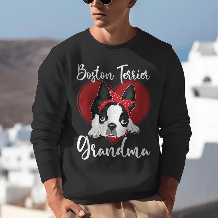 Boston Terrier Grandma Dog Owner Boston Terrier For Men Women Unisex Sweatshirt, funny gift