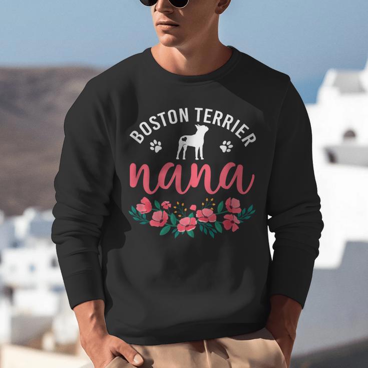 Boston Terrier Grandma Nana Dog Lover Christmas Unisex Sweatshirt, Boston Terrier Christmas Sweatshirts, funny gift
