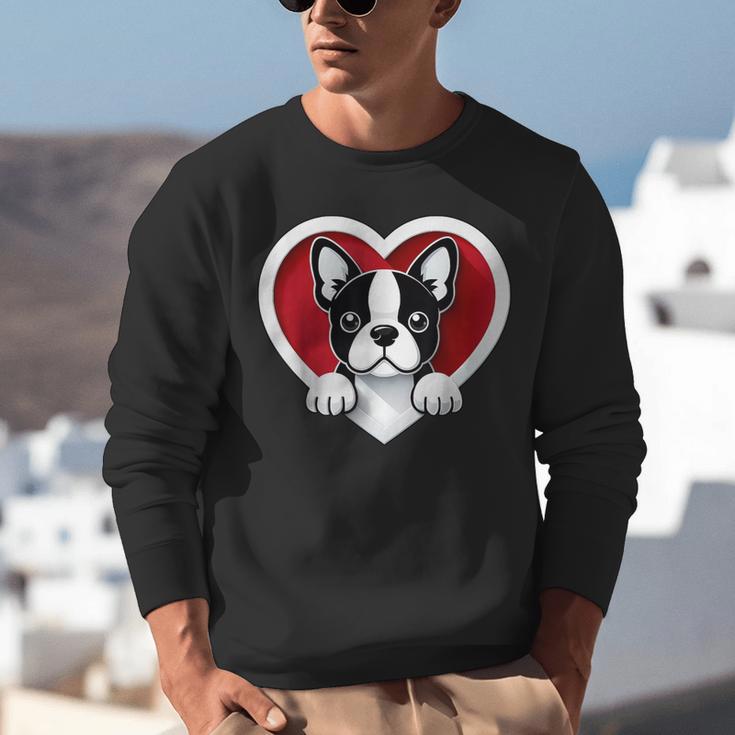 Boston Terrier Heart Cute Puppy Lover Or Dog Owner Unisex Sweatshirt, funny gift