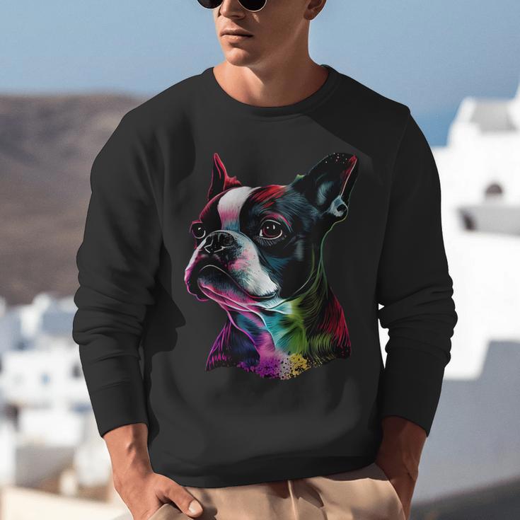 Boston Terrier Lovers Colorful Pop Art Boston Terrier Unisex Sweatshirt, funny gift