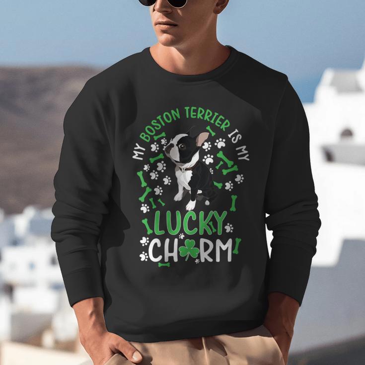 My Boston Terrier Is My Lucky Charm Paw Dog St Patrick's Day Unisex Sweatshirt, funny gift