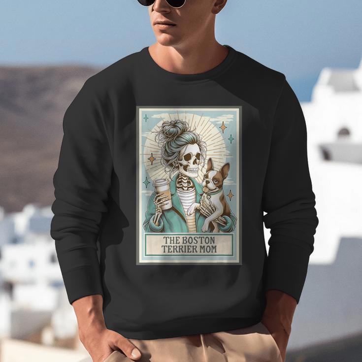 Boston Terrier Mom Skeleton Tarot Card Witch Vibes Dog Mom Unisex Sweatshirt, Boston Terrier Tarot Sweatshirts, Boston Terrier Mom Sweatshirts, funny gift
