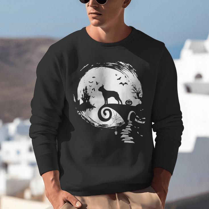Boston Terrier And Moon Halloween Costume Dog Lover Unisex Sweatshirt, Boston Terrier Halloween Sweatshirts, funny gift
