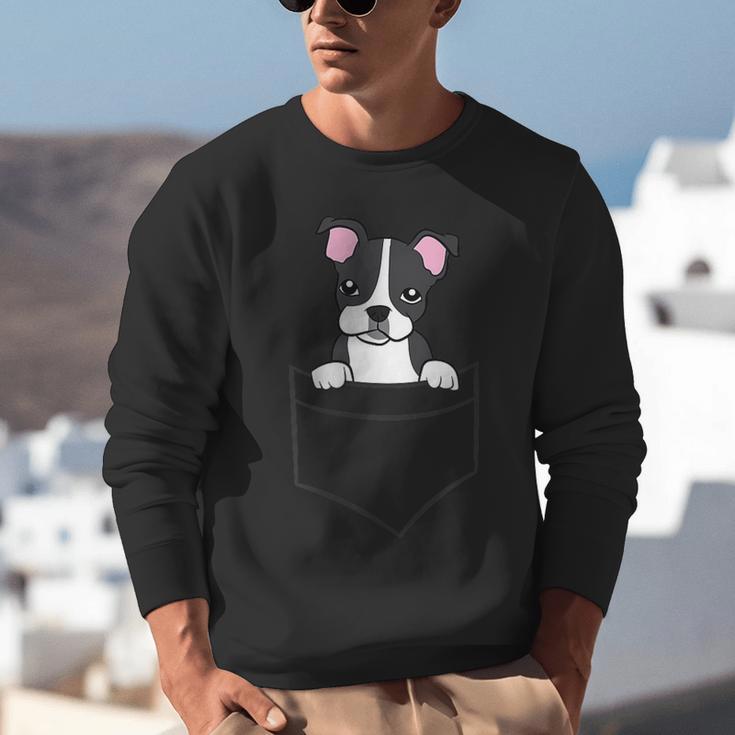 Boston Terrier In The Pocket Cute Pocket Boston Terrier Unisex Sweatshirt, funny gift