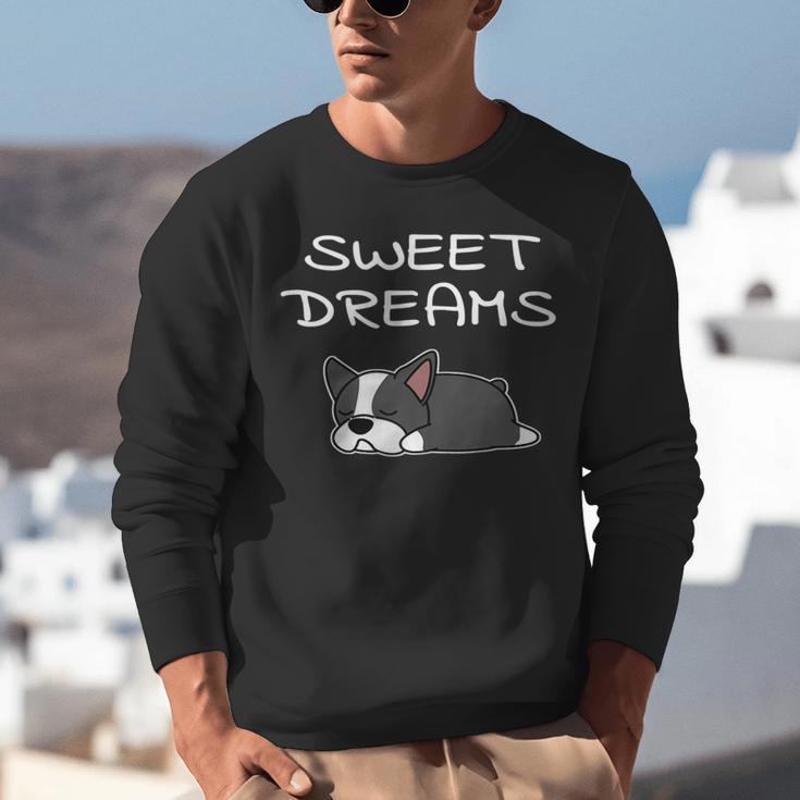 Boston Terrier Puppy Sweet Dreams Pajama For Bedtime Unisex Sweatshirt, funny gift