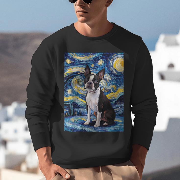 Boston Terrier Van Gogh Starry Night Unisex Sweatshirt, funny gift