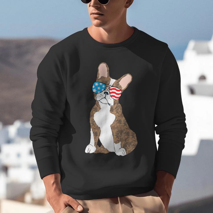 Brindle Boston Terrier Dog Patriotic Shirt USA Flag Unisex Sweatshirt, Patriotic Boston Terrier Sweatshirts, funny gift