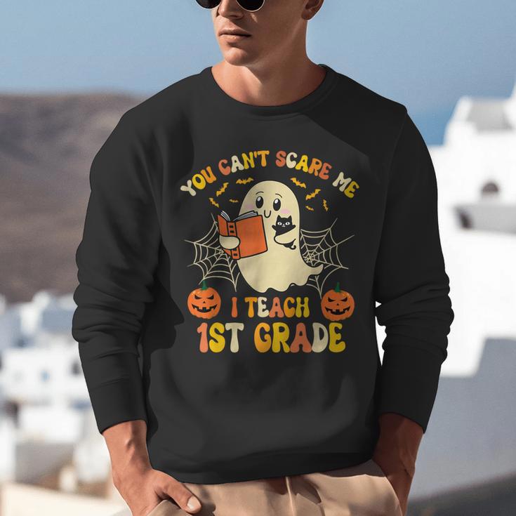 You Can't Scare Me I Teach First Grade Halloween Teacher Unisex Sweatshirt, First Grade Teacher Sweatshirts, funny gift