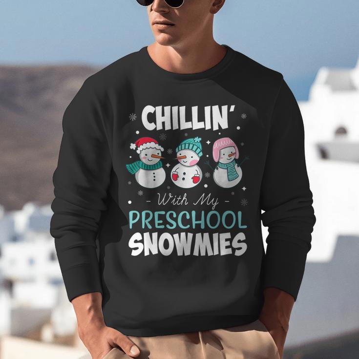 Chillin' With My Preschool Snowmies Teacher Christmas Men Women Kids Unisex Sweatshirt, funny gift