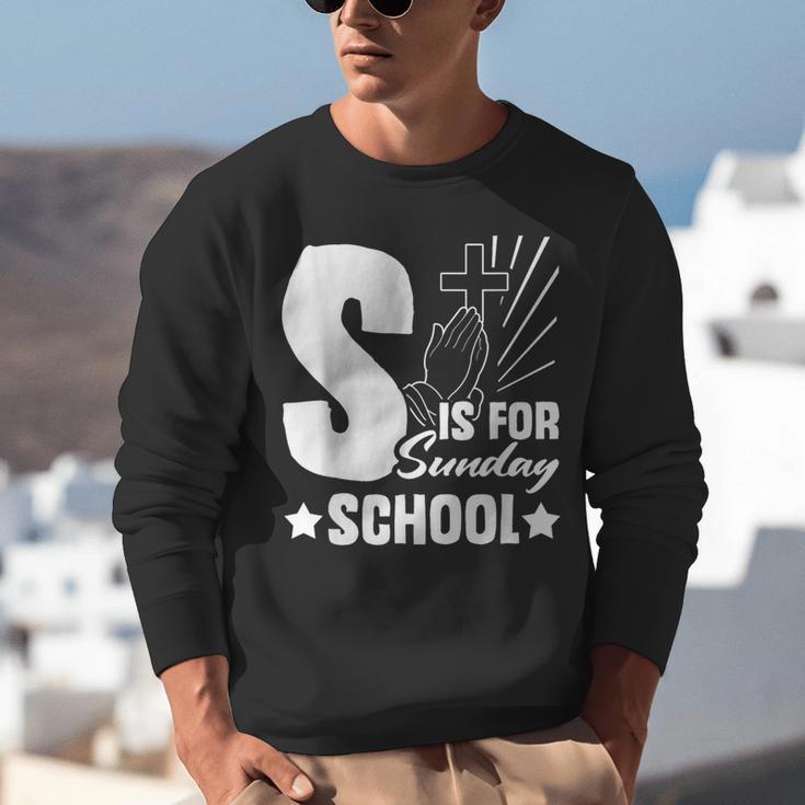 Christian Teacher S Is For Sunday School Essentials Unisex Sweatshirt, funny gift Christian Teacher S Is For Sunday School Essentials Unisex Sweatshirt, funny gift