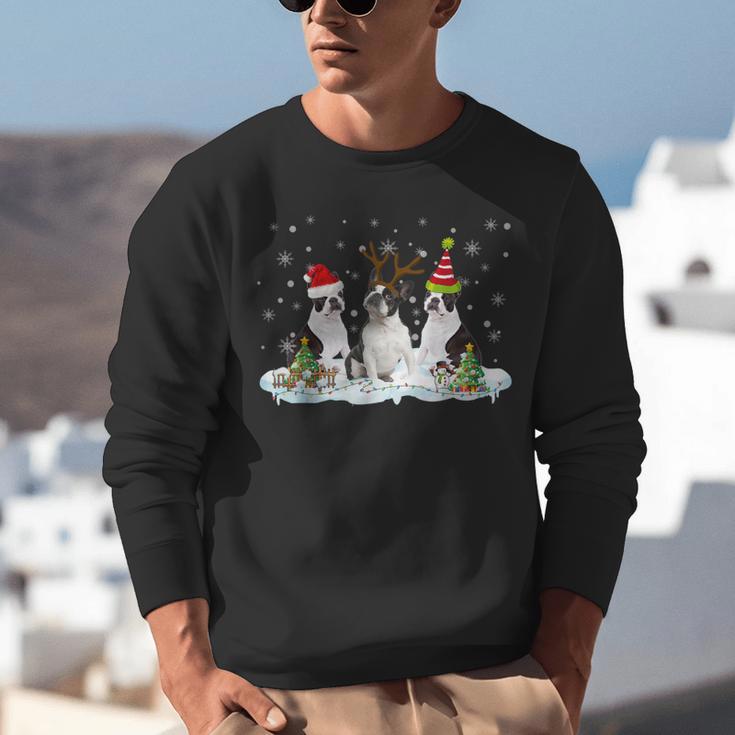 Christmas Boston Terrier Santa Dog Lover Unisex Sweatshirt, Boston Terrier Christmas Sweatshirts, funny gift