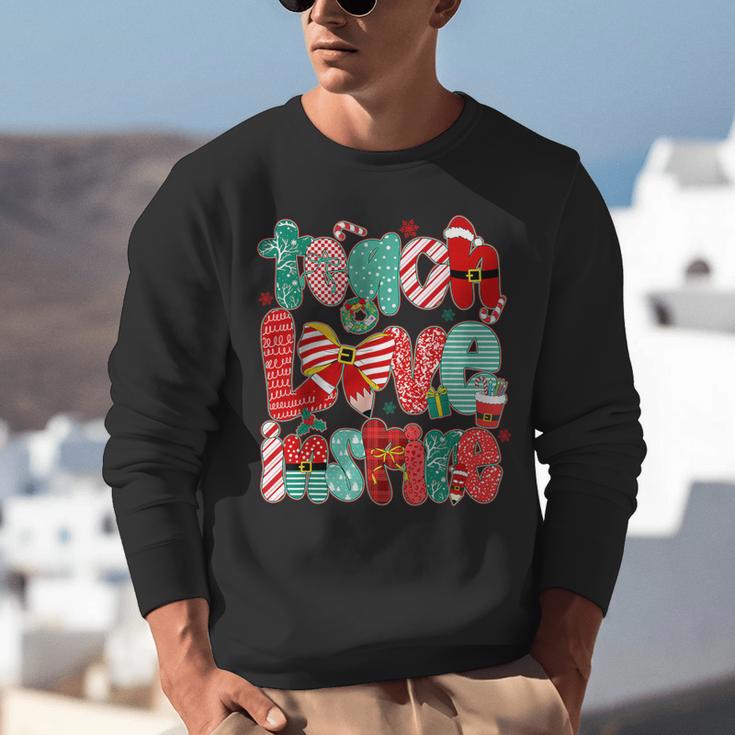Christmas Coquette Bow Teacher Teach Love Inspire Unisex Sweatshirt, funny gift