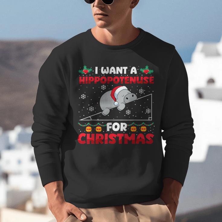 Christmas Math Teacher Hippopotenuse Math Lovers Xmas Unisex Sweatshirt, funny gift Christmas Math Teacher Hippopotenuse Math Lovers Xmas Unisex Sweatshirt, funny gift