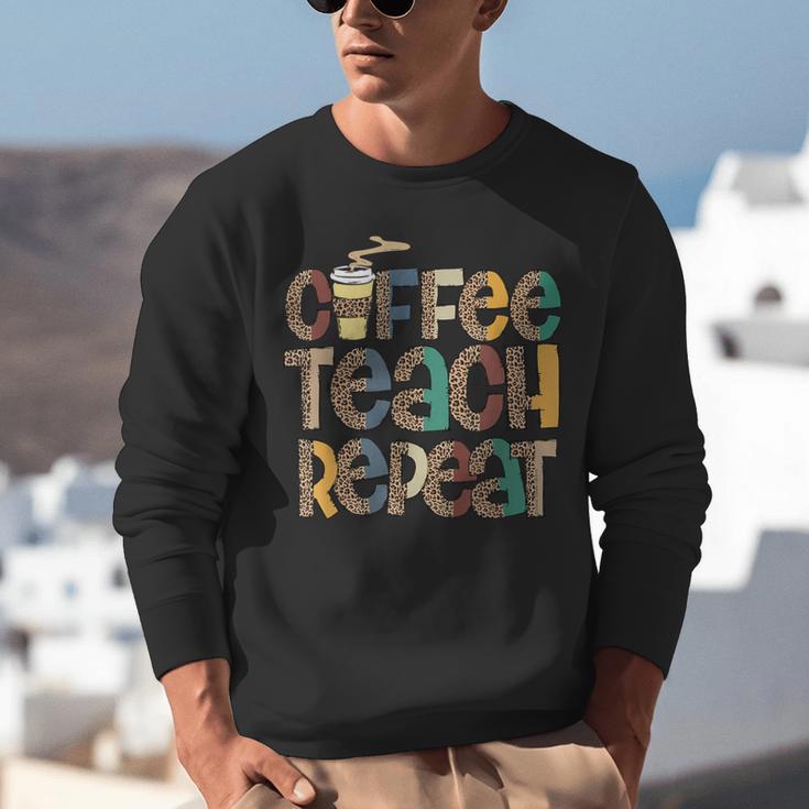 Coffee Teach Repeat Leopard Print Back To School Teachers Unisex Sweatshirt, funny gift Coffee Teach Repeat Leopard Print Back To School Teachers Unisex Sweatshirt, funny gift