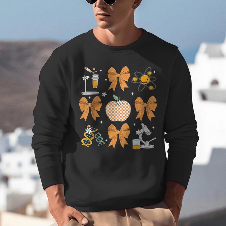 Coquette Bow Fall Science Teacher Stem Teacher Thanksgiving Unisex Sweatshirt, Science Teacher Sweatshirts, funny gift