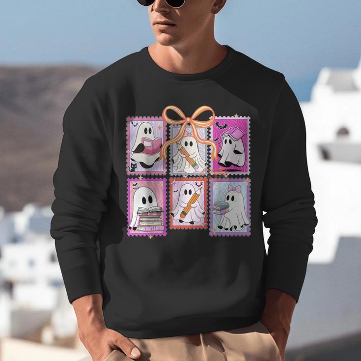 Coquette Bow Spooky Teacher Ghost Halloween Trick Or Teach Unisex Sweatshirt, funny gift Coquette Bow Spooky Teacher Ghost Halloween Trick Or Teach Unisex Sweatshirt, funny gift