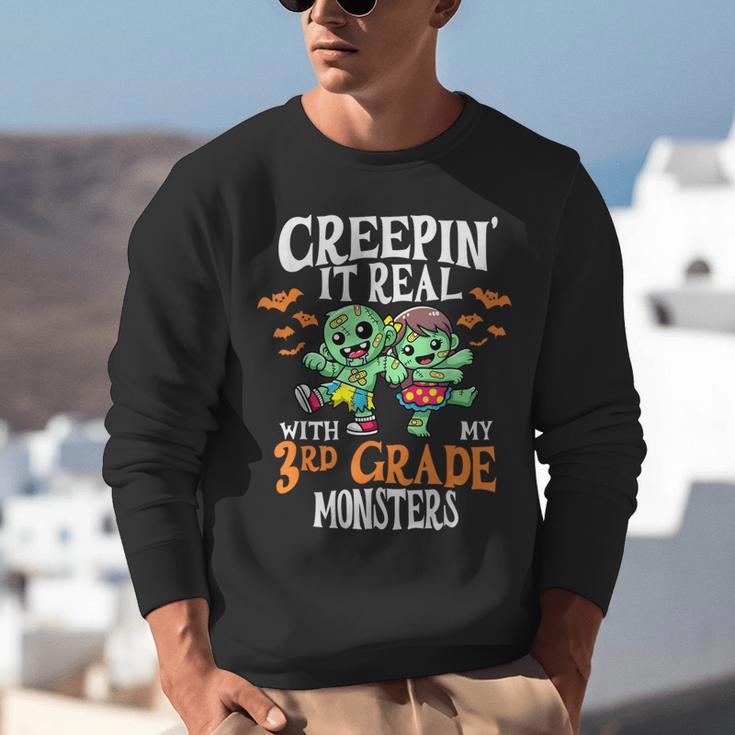 Creepin It Real Monster School 3rd Grade Teacher Halloween Unisex Sweatshirt, funny gift Creepin It Real Monster School 3rd Grade Teacher Halloween Unisex Sweatshirt, funny gift
