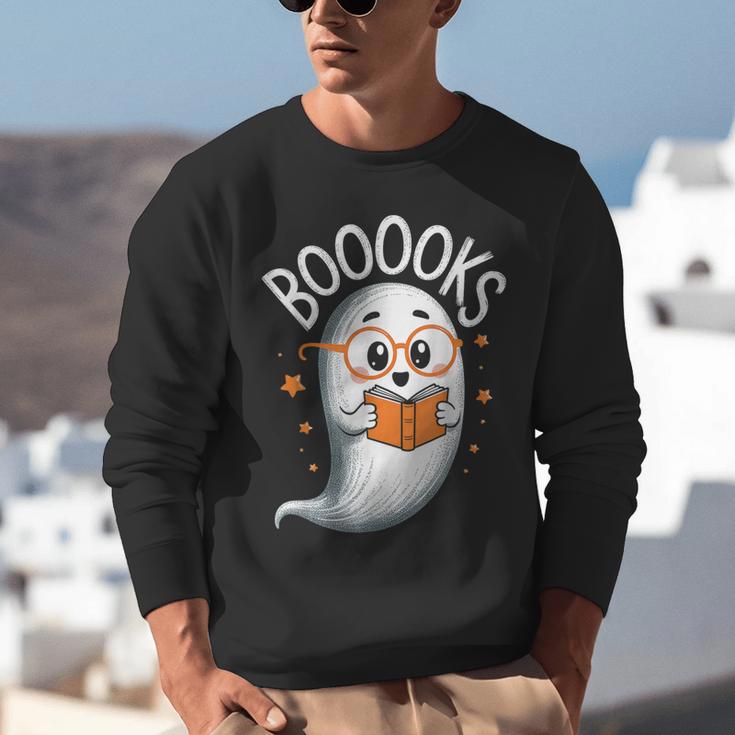 Cute Ghost Book Reading Halloween Teacher Unisex Sweatshirt, funny gift