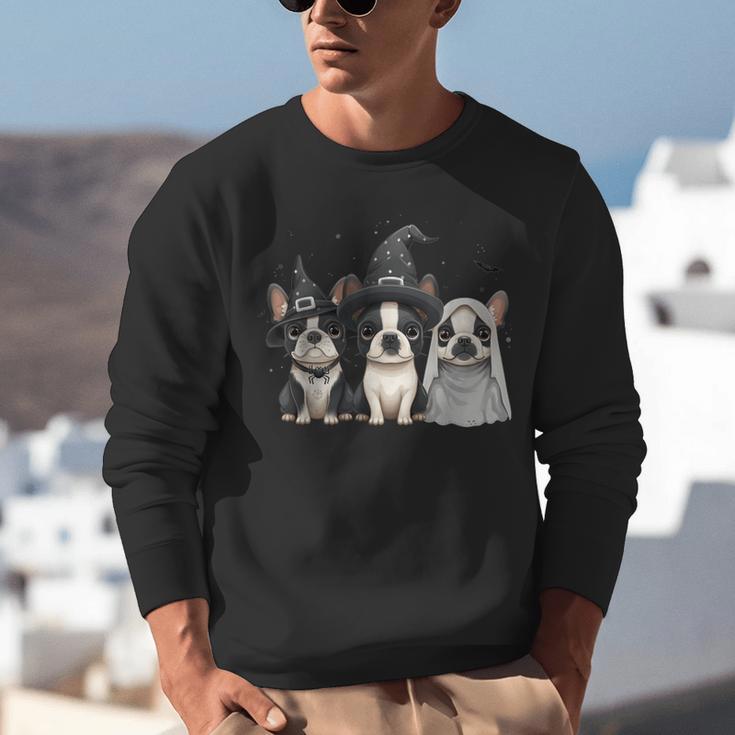 Cute Halloween Boston Terrier Dogs Witch Hat Ghost Dog For Men Women Kids Unisex Sweatshirt, Boston Terrier Ghost Sweatshirts, Boston Terrier Halloween Sweatshirts, funny gift