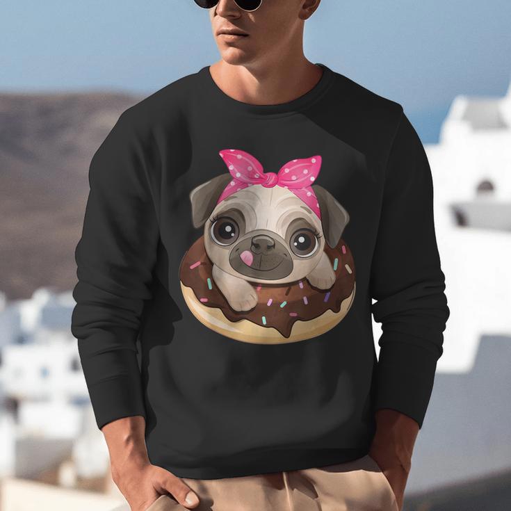 Cute Pug Shirt Donut Girls Dog Unisex Sweatshirt, funny gift