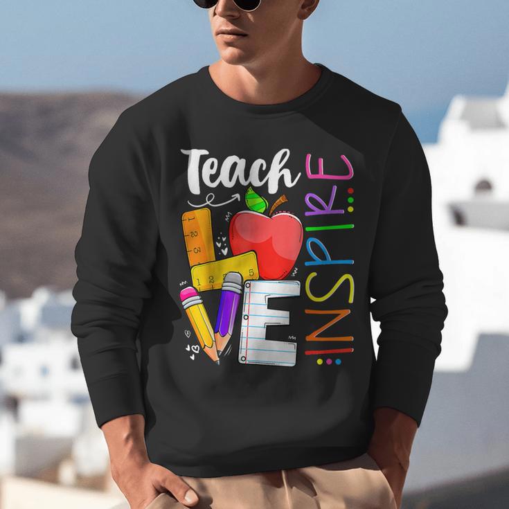 Cute Teach Love And Inspire Men Women Teacher Unisex Sweatshirt, funny gift