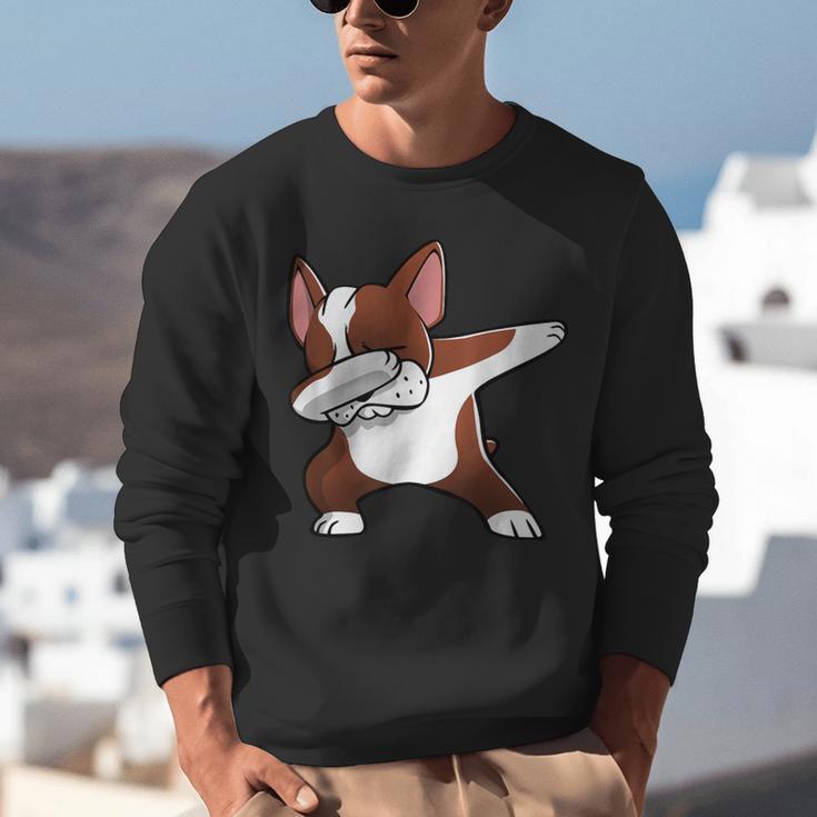 Dabbing Red Boston Terrier Dab Dance Dog Men Women Kids Unisex Sweatshirt, funny gift