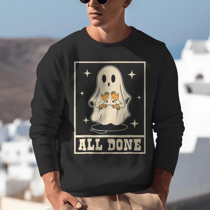 All Done Sign Language Ghost Speech Pathology Teacher Unisex Sweatshirt, funny gift All Done Sign Language Ghost Speech Pathology Teacher Unisex Sweatshirt, funny gift