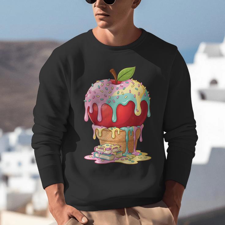 Dripping Apple Ice Cream Cone Cute Teacher Appreciation Unisex Sweatshirt, funny gift Dripping Apple Ice Cream Cone Cute Teacher Appreciation Unisex Sweatshirt, funny gift