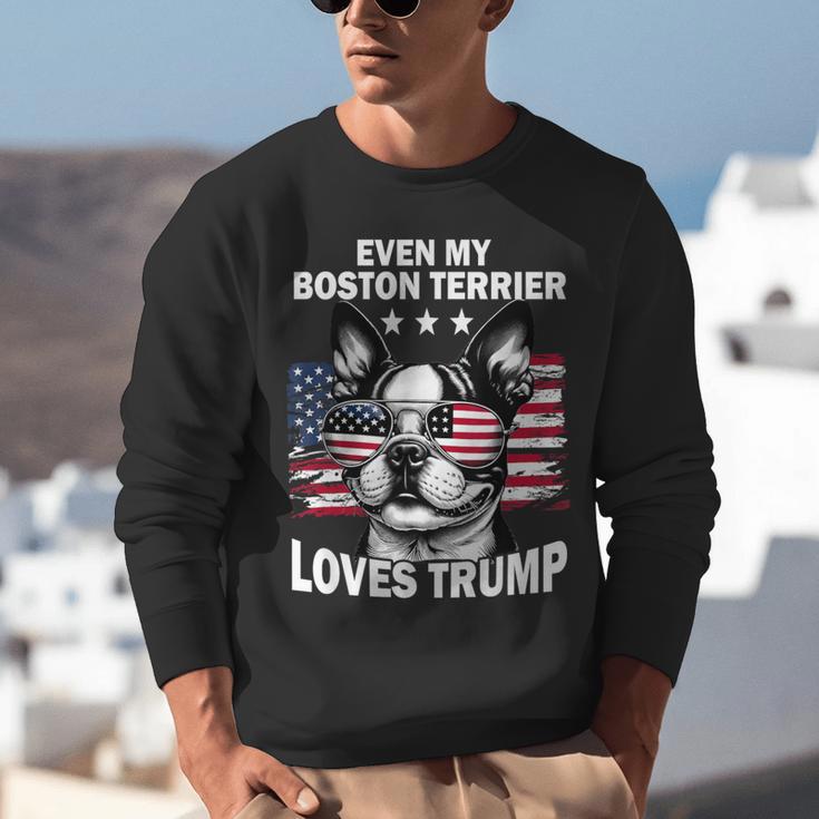 Even My Boston Terrier Loves Trump Trump Supporter Dog Lover Unisex Sweatshirt, funny gift