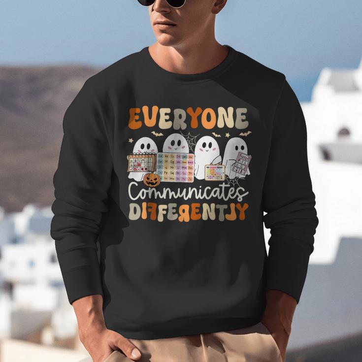 Everyone Communicates Differently Halloween Sped Teacher Unisex Sweatshirt, funny gift Everyone Communicates Differently Halloween Sped Teacher Unisex Sweatshirt, funny gift