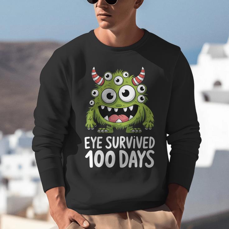 Eye Survived 100 Days Of School Monster Lover Teacher Kids Unisex Sweatshirt, funny gift Eye Survived 100 Days Of School Monster Lover Teacher Kids Unisex Sweatshirt, funny gift