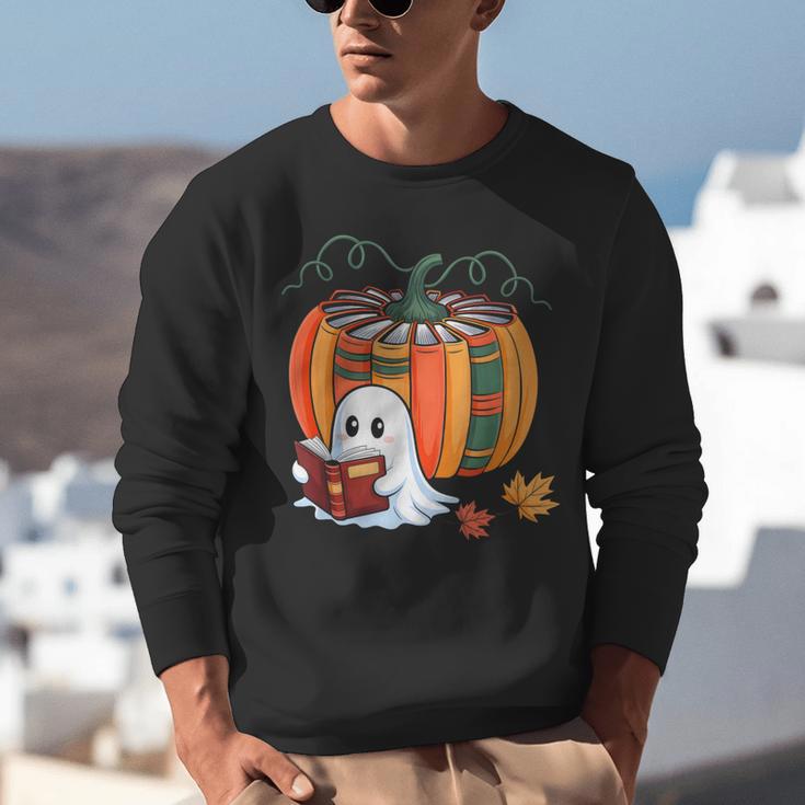 Fall Book Pumpkin Ghost Reading Books Halloween Teacher Unisex Sweatshirt, funny gift Fall Book Pumpkin Ghost Reading Books Halloween Teacher Unisex Sweatshirt, funny gift