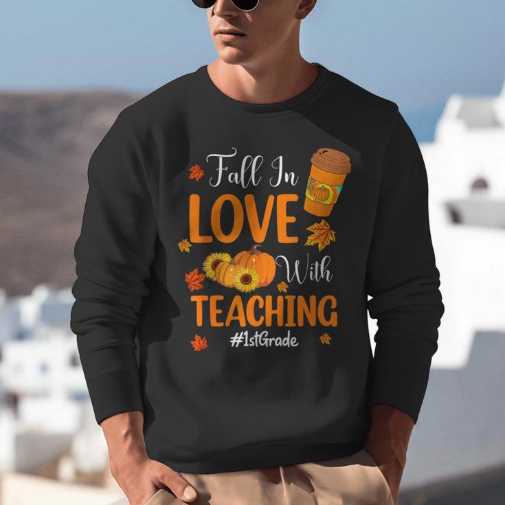 Fall In Love With Teaching 1st Grade Teacher Thanksgiving For Men Women Girls Kids Unisex Sweatshirt, funny gift