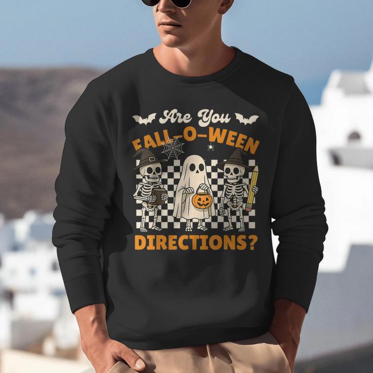 Are You Fall o Ween Directions Halloween Skeleton Teacher Unisex Sweatshirt, funny gift
